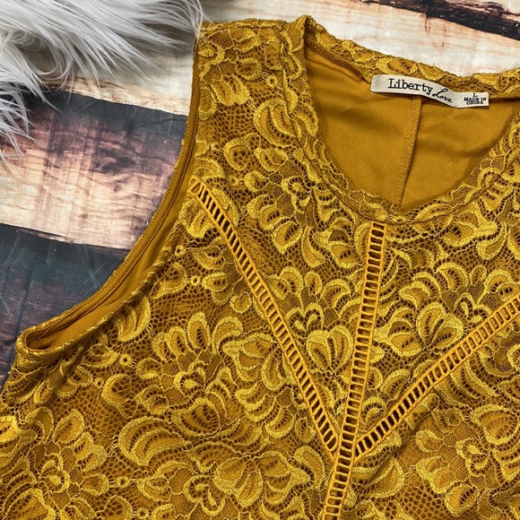 RELISTED Lace Dress Yellow Gold Style Tank Dress - Picture 4 of 9